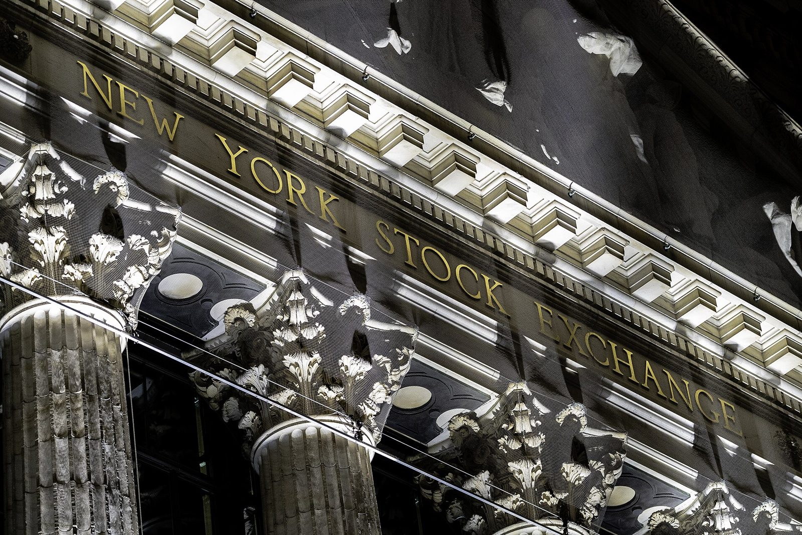 Carved lettering and column capitals on the New York Stock Exchange