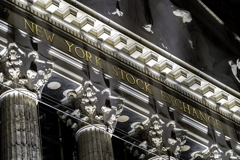 Carved lettering and column capitals on the New York Stock Exchange