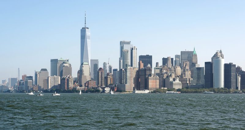 Lower Manhattan's towers seen across the water